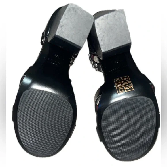 Marc Jacobs Black and Plum Heels with Studded Ankle Strap, Size 8 - Picture 7 of 9